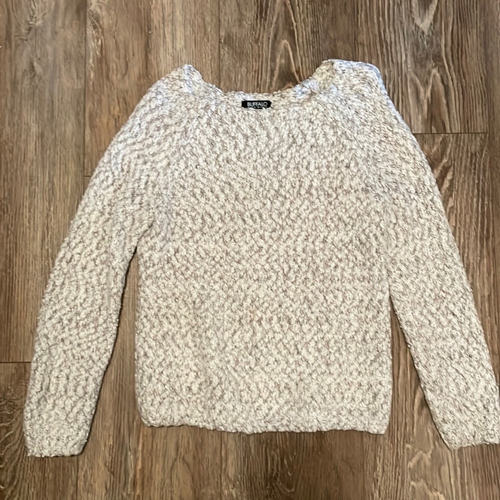 White and gray sweater that’s super cute and super comfy/cozy